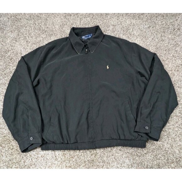 Polo Ralph Lauren Jacket Mens XL Black Barracuda Bomber Style Full Zip Collar - Picture 1 of 5